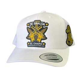 Unbranded CARTEL DE SINALOA HAT  EL CHAPO GUZMAN MEXICO HAT COLOR WHITE MESH SNAPBACK