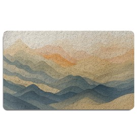 Evcprz Abstract Boho Mountain Door Mat, Colorful Mountain Welcome Mats for Front Door, Modern Nature Doormat for Porch Outdoor Indoor Entrance, Boho Bath Rug for Bathroom, 17x30 Inch