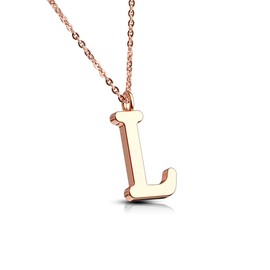 Bungsa® Women's Necklace, Letter A-Z in Silver or Rose Gold – Alphabet Necklace with Pendant – Stainless Steel – Necklace for Women, Children & Men – A B C D E F G H I J K L M N O P R S T U V W Z, Stainless Steel, L Colour: rose gold.