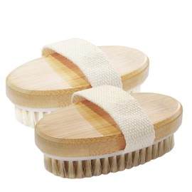 2 Pack Dry Brushing Body Brush for Lymphatic Natural Bristle Exfoliating with Massage Nodes Blood Circulation Improvement