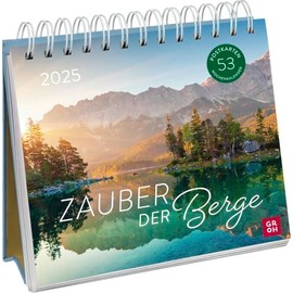 Postkartenkalender 2025: Zauber der Berge: Wochenkalender zum Aufstellen, Tischkalender mit Spiralbindung und 53 Postkarten zum Heraustrennen