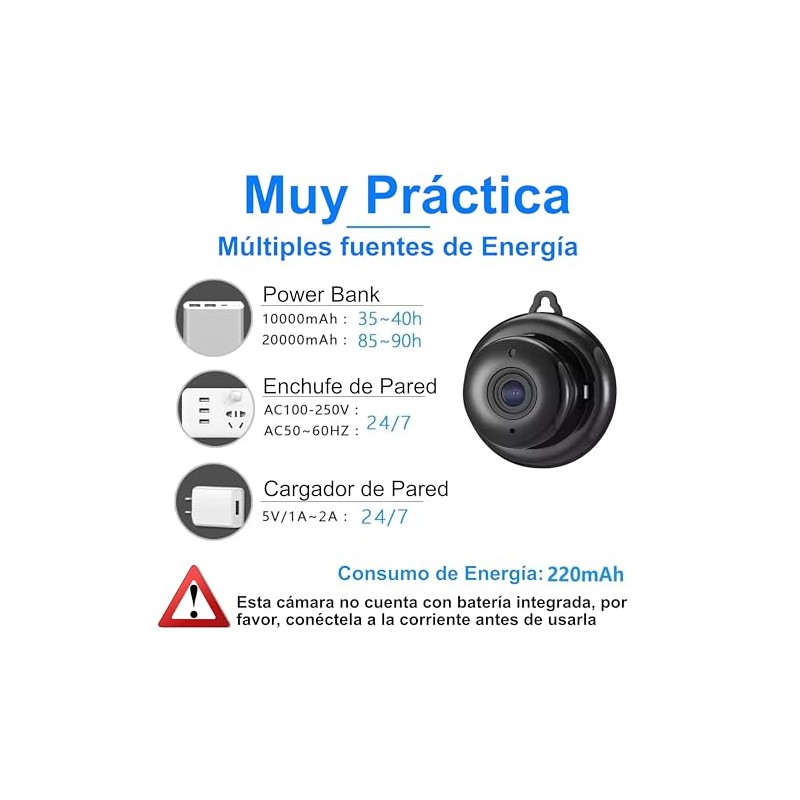 ZINKER Mini Camara Espia WiFi Oculta Full HD iOS Android