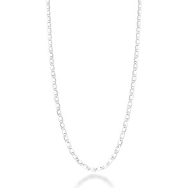 Miabella Italian 925 Sterling Silver Flat Valentino Mirror Link Chain Necklace for Women/Made in Italy (Length 30 Inches)