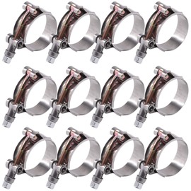 Glarks 12Pcs 41-46mm Stainless Steel T-Bolt Hose Clamps Turbo Intake Soft Hose Intercooler Clamps