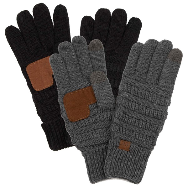 Lined Gloves Bundle - Black & Charcoal (2 PACK)