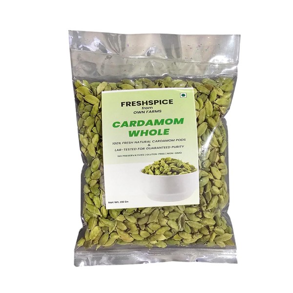 FreshSpice Green Cardamom Pods (200g) | Harvested directly from the