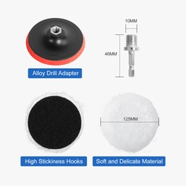 AiQInu 7-Piece Polishing Attachment Cordless Screwdriver Set, 125 mm Polishing Disc, Drill Polishing Pad, Wool Polishing Plate, Car Polishing Hood for Car Polishing Grinding and Waxing, with M14 Drill