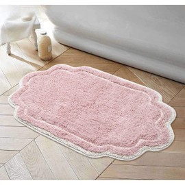 Home Weavers Allure Collection 100% Cotton Tufted Bathroom Rug, Soft and Absorbent Bath Rugs, Non-Slip Bath Carpet, Machine Wash Dry Bath Mats for Bathroom Floor- 24"x40" Bath Rug, Pink
