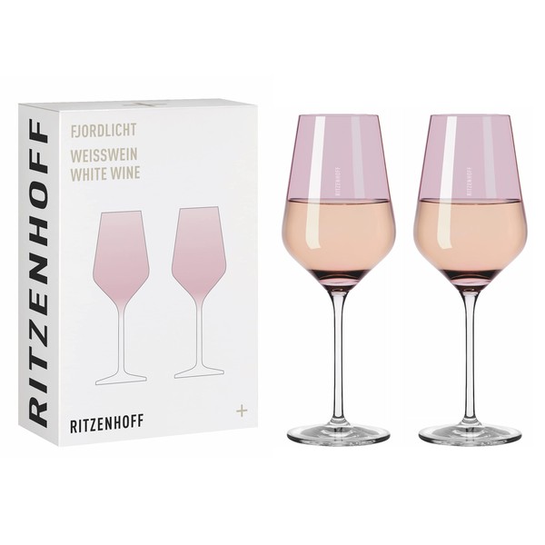 Ritzenhoff 3641003 White Wine Glass 300 ml - Series Fjordlicht No. 3 - Pack of 2 with Berry Gradient - Made in Germany