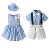 Twins Brother Sister Matching Outfits Baby Boys Suspender Shorts Set
