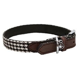 Rosewood Wag-N-Walk Designer Brown Houndstooth Dog Collar, Medium
