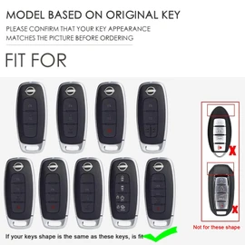 ontto Metal Leather Car Key Fob Cover Fit for Nissan Ariya Qashqai X-trail ePower Juke Teana 2023 2024 Smart Key Holder case keyring Shell bag keychain auto accessories Black 1