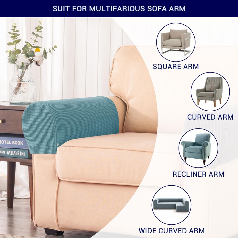 SUBRTEX Stretch Couch Arm Covers Set of 2, Checkered Sofa