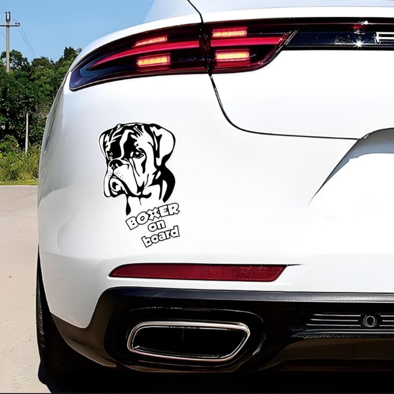 Boxer On Board Reflective Sticker, Waterproof Dog Sticker for Car,