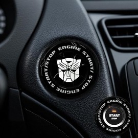 EPOCHHIKE EPOCHHIKE Rotary Push Start Button Cover, Engine Start Stop Button Cover, Motorcycle Ignition Key Switch Cover, Start Stop Button Cover Decoration DIY Car Motorcycle Interior Decor(Autbot-Black1)