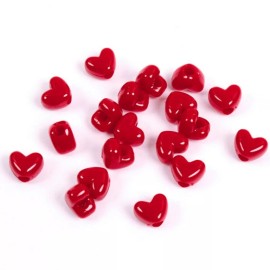 JOLLY STORE Crafts® Red Heart shaped Pony Beads 100pc made USA crafts hair jewelry bling