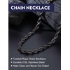 Mens 6MM Rope Chain Necklace 22 Inch Solid Stainless Steel