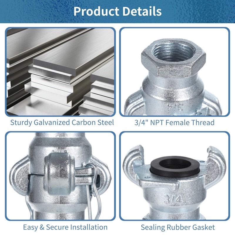 NPT Iron Air Hose Fittings, 4 Sets 3/4 Inch Female