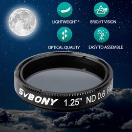 Svbony SV139 Moon Filter ND4, 1.25 Inch 25% Transmission for Crescent Moon, Telescopic Moon Filter Reduces Glare, Aluminium Frame for Moon Observation