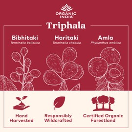 ORGANIC INDIA ORGANIC INDIA Triphala Capsules Organic - Herbal Supplement with Amla, Bibhitaki, Haritaki, Digestion & Colon Support, Immune System Support, Adaptogen, Vegan, USDA Certified Organic - 180 Capsules