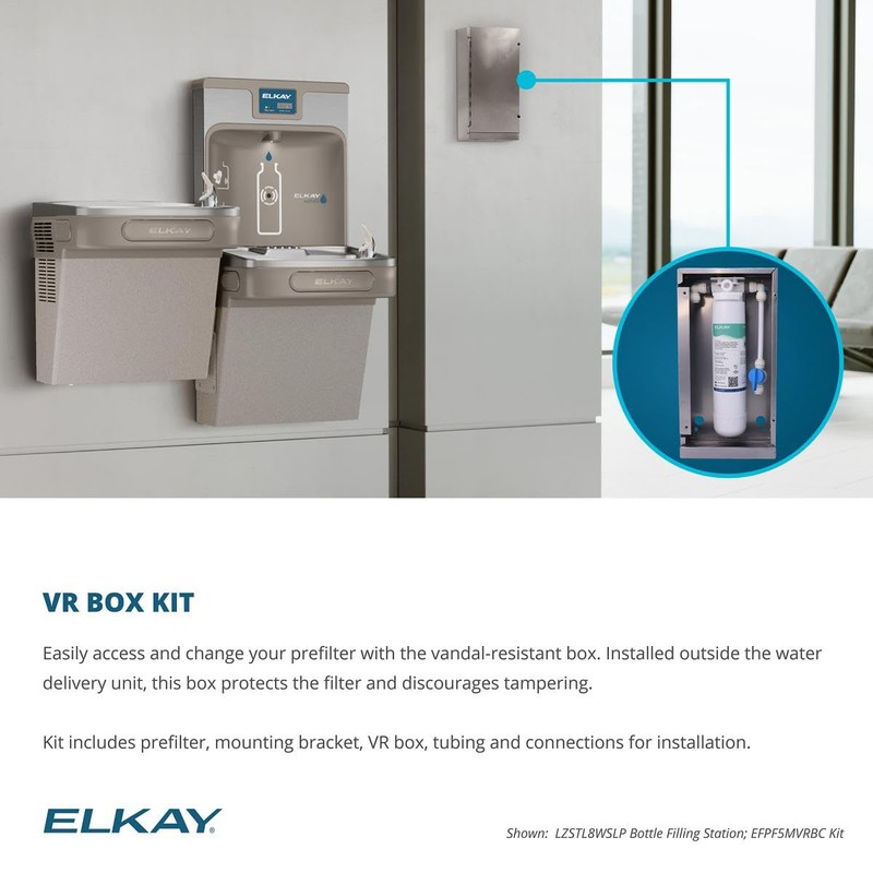 Elkay EFPF5MVRBC WaterSentry Vandal-Resistant 5 Micron Sediment Pre-Filter Filtration Kit