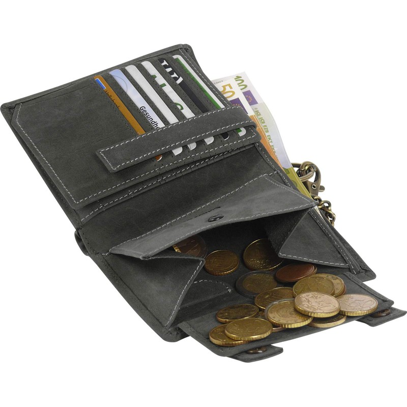 Harrys-Collection Men's Wallet with Wolf Motif Made of High-Quality Leather
