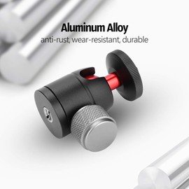 Goshyda Aluminium Alloy 360° Swivel Ball Head 1/4" & 3/8" Screw Mount Universal for Cameras/Tripods/Light Stands/Flash, 3kg Load Bearing