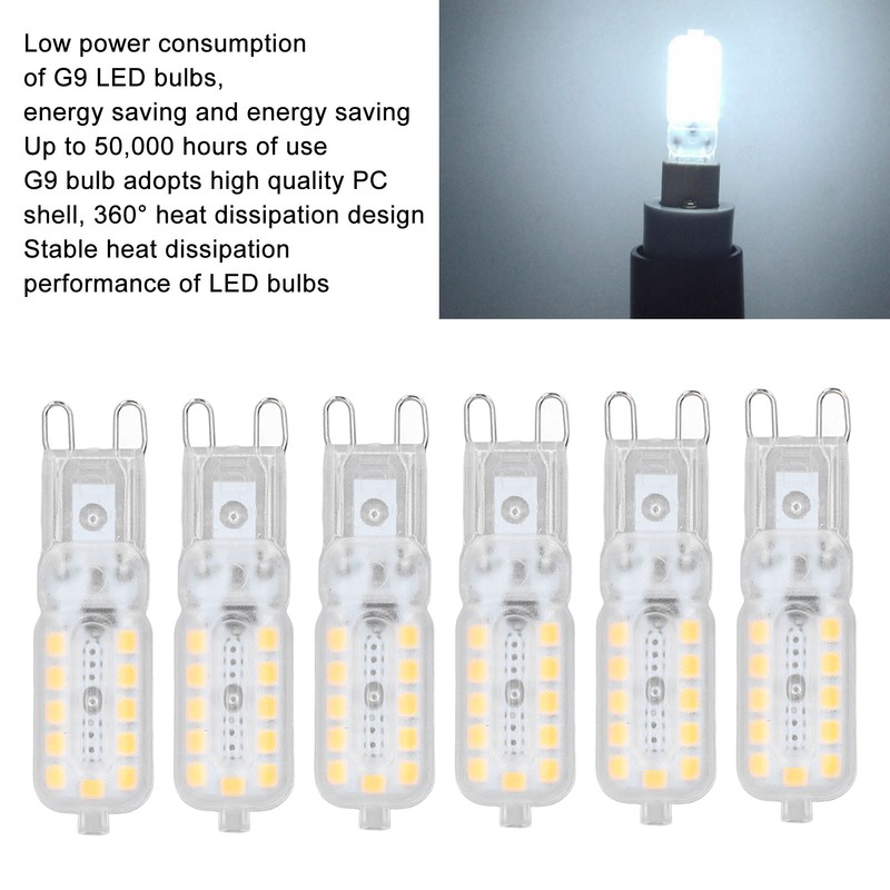 6pcs G9 LED Bulb 5W Transparent Cover 22LED Dimmable G9
