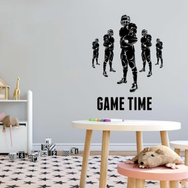 Design With Vinyl Wall Decal Game time Group of Happy American Football Players Bedroom Wall Sticker Decoration - Removable - Size: 7 in x 10 in