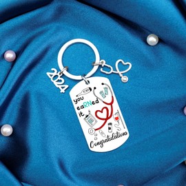 ICHRATI Nurses Day Gifts for Women Nursing School Graduation Gifts for Her 2024 Nurse Week for Practitioner Female Work Medical Assistant Accessories You Earned It Congratulations Key Chain