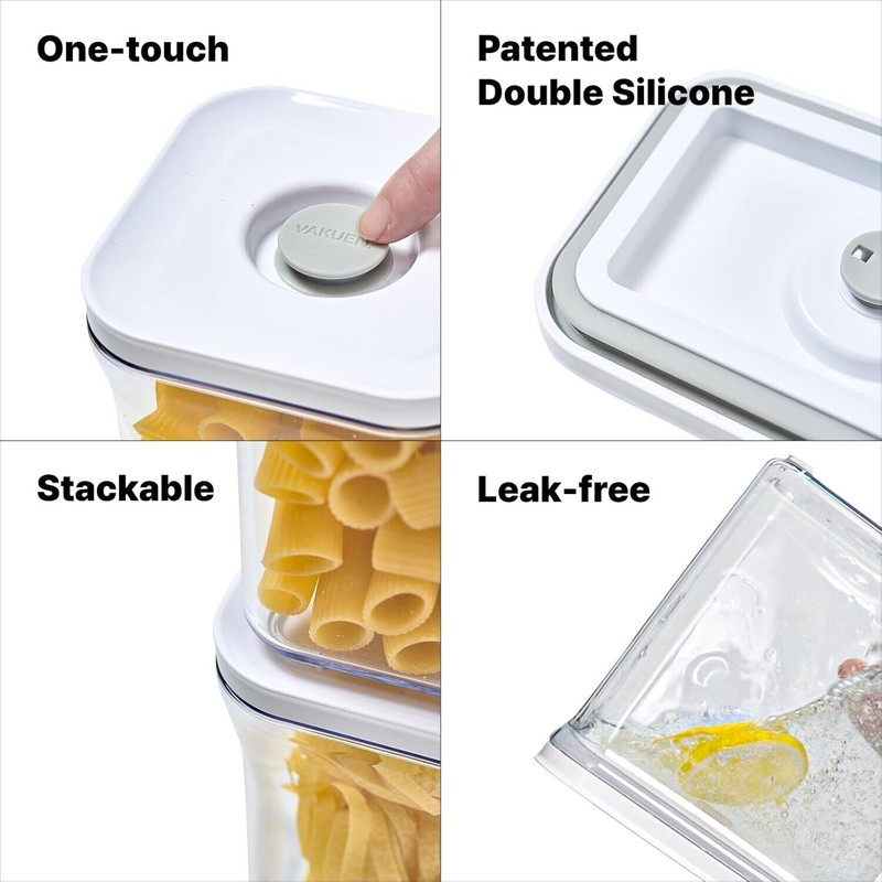 Vakuen Premium Airtight Food Storage Containers, 3PC-SET, Smart One-Click Seal