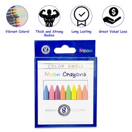 Color Swell Neon Crayon Pack - One Box of Fun Neon Crayons of Teacher Quality Durable for Kids Students Party Favors