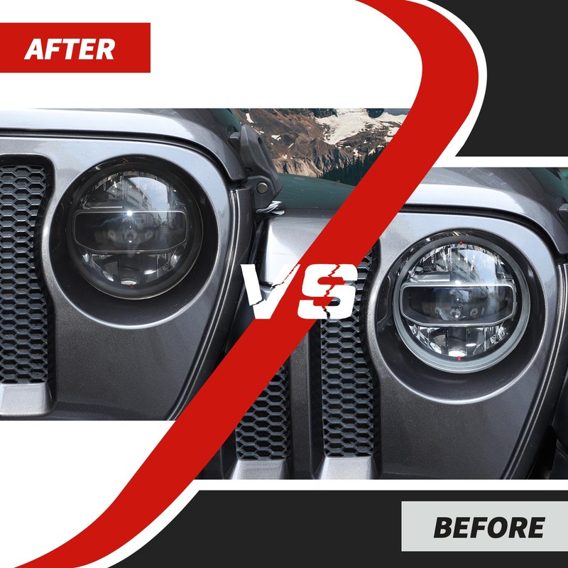 Amayum Headlight Covers Smoked Front Light Trim Covers Fit for