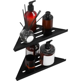 Biutimarden 2 Pack Corner Shower Shelves - 304 Stainless Steel Bathroom Shower Caddy for Toilet, Dorm - No Drilling Required