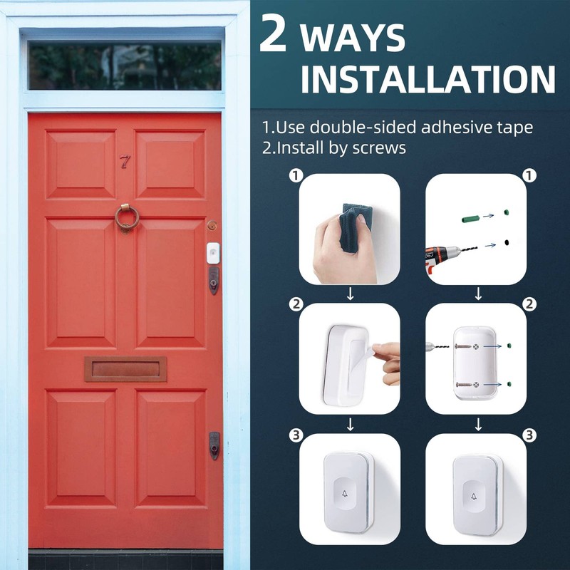 Wireless Doorbell 1200 Feet Plug in Door Bells Wireless Cordless