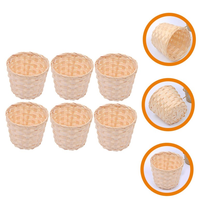 Totority 6pcs Mini Woven Baskets Decorative Tiny Baskets for Storage