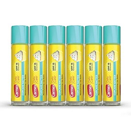 Carmex HOTIME Daily Care Moisturizing Lip Balm with SPF 15, Cupcake Batter Lip Balm Sticks, 0.15 OZ Each - 6 Count；