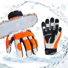 Vgo... 1Pair Chainsaw Winter Gloves,12-Layer Chainsaw Protection on Both Hands Back,Cow leather(S,Hi-Viz Orange,CA9760FLWP)