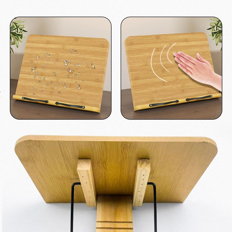 Book Stand for Reading,Wooden Book Holders for Reading Hands Free,Adjustable