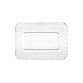 Party Essentials Deluxe Quality Hard Plastic 70 Count Rectangular Appetizer/Dessert Plates, 5 by 7-Inch, Clear