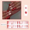 SUREGONAILS Press on Nails Long Rhinestone Pink Fake Nails Bow