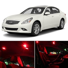 LEDpartsNow Interior LED Lights Replacement for 2007-2014 Infiniti G35 G37 Sedan Accessories Package Kit (12 Bulbs), RED