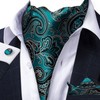 DiBanGu Teal Paisley Cravat for Men Jacquard Woven Ascot Tie