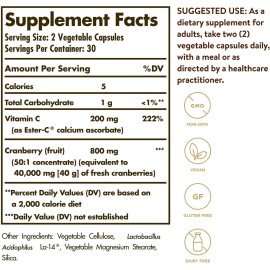 Solgar Cranberry Plus Ester-C, Urinary Tract Health, 60 Vegetable Capsules