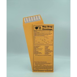 500 Cashier Depot Night/ After Hours Key Drop Envelope For Auto Shop Repair or Service, 4 1/8" x 9 1/2", Peel & Seal, Open End, Premium 24LB Kraft, 500/Box