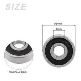 METALLIXITY Deep Groove Ball Bearings (628-2RS, 8mm x 24mm x 8mm) 5Pcs, Carbon Steel Double Shielded Industrial Bearings - for Industrial Micro Motor
