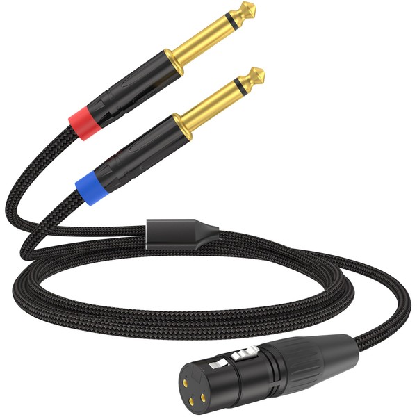 6FT XLR Female to Dual 1/4 inch TS Y Splitter