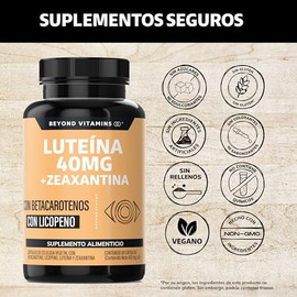 Luteína 40 mg + Zeaxantina con Betacaroteno y Licopeno | Máxima Dosis 4X Superior | Fórmula Enriquecida con Vitaminas C, E, A y Zinc | Vegano y Sin Re