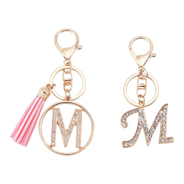WADORN Letter Keychain Fringe Pendant Fringe Letter Key Chain Crystal