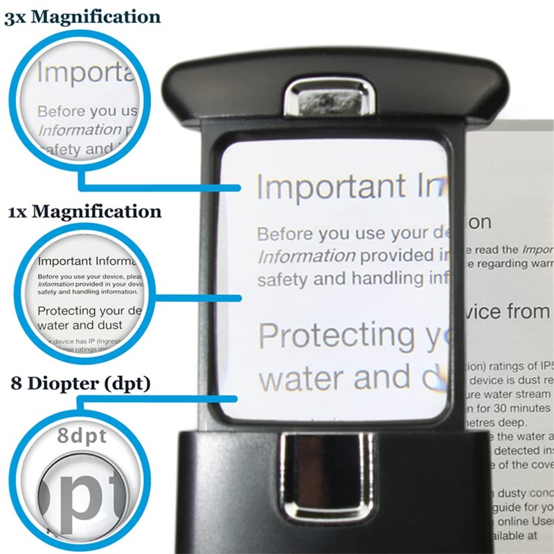 EasY Magnifier Small Pocket Magnifying Glass 3.0X Magnification with LED